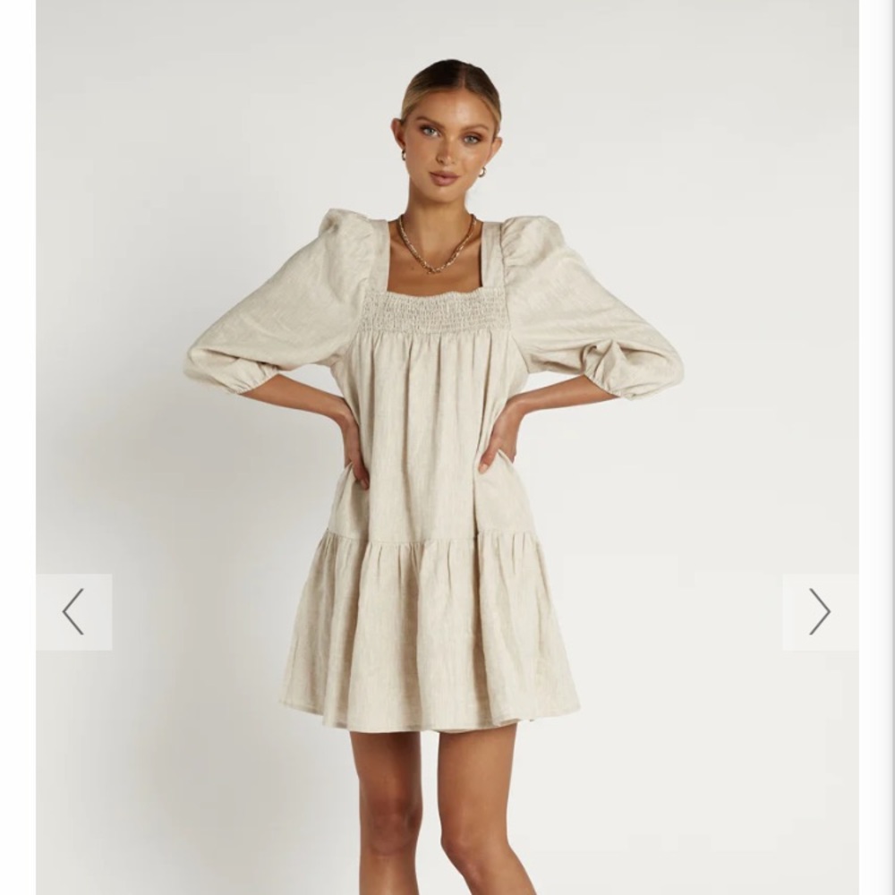 DISSH AFTERGLOW NATURAL LINEN MINI DRESS - 6 / NATURAL